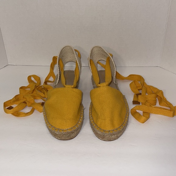 NWT ALDO Seniorita Yellow Wrap Tie Espadrilles 8.5 - Picture 4 of 12